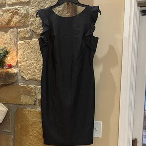 Calvin Klein Ruffle-Sleeve Black Dress